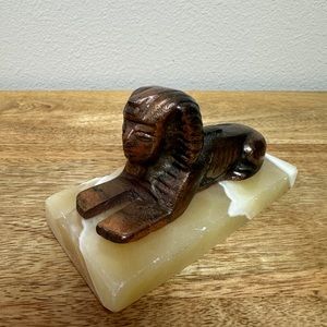 Vintage Bronze Colored Sphinx with Mable Base Paper Weight Decor‎